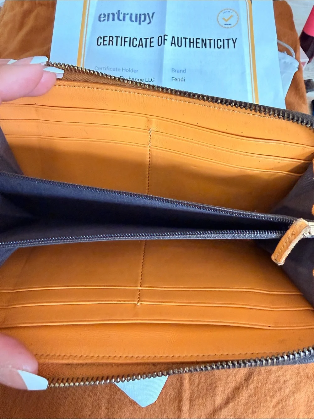 Fendi Brown Zucca Print Canvas Wallet COA included
